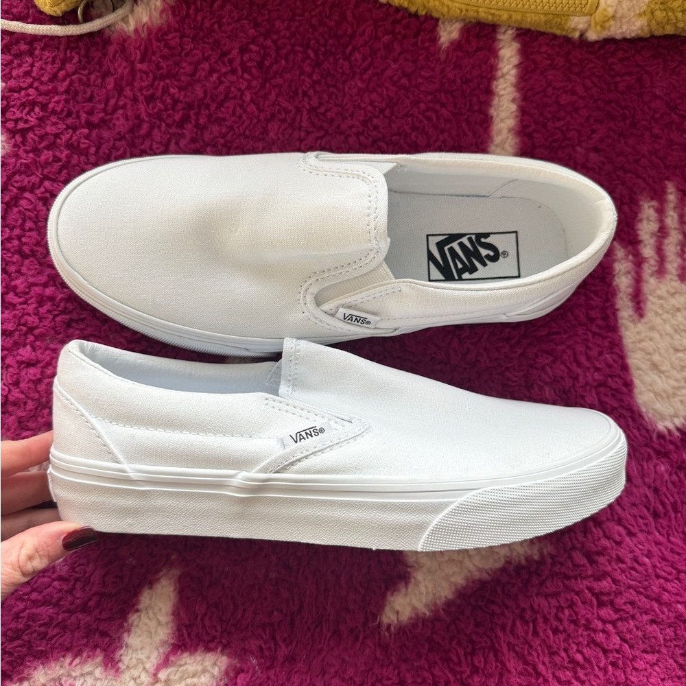 Vans Classic White Canvas Slip-Ons - Picture 3 of 4